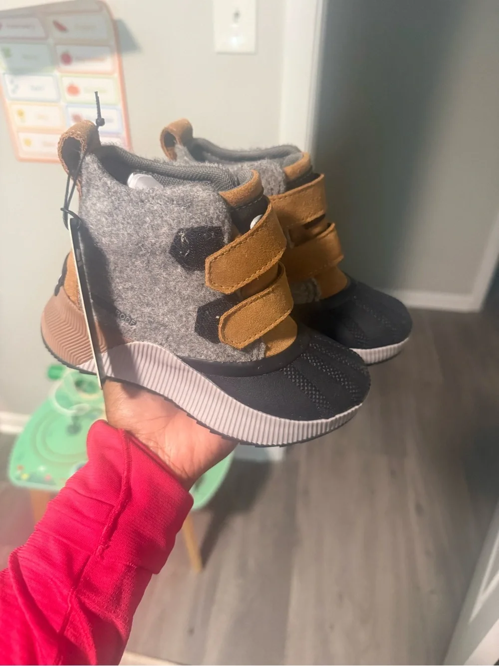 SOREL Kids' Gray & Brown Impermeable Wool-Blend Boot